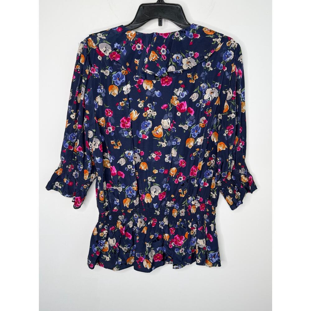 Lauren Ralph Lauren Shianete Floral Faux-Wrap Peplum Blouse Navy Floral Women L - Picture 11 of 14